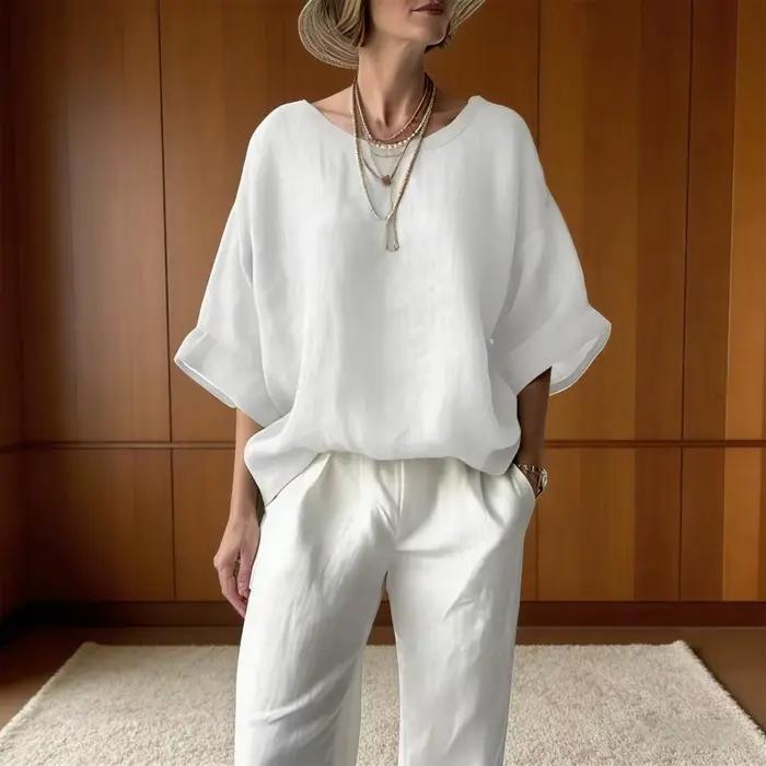 Chemisier ample en coton et lin pour femme