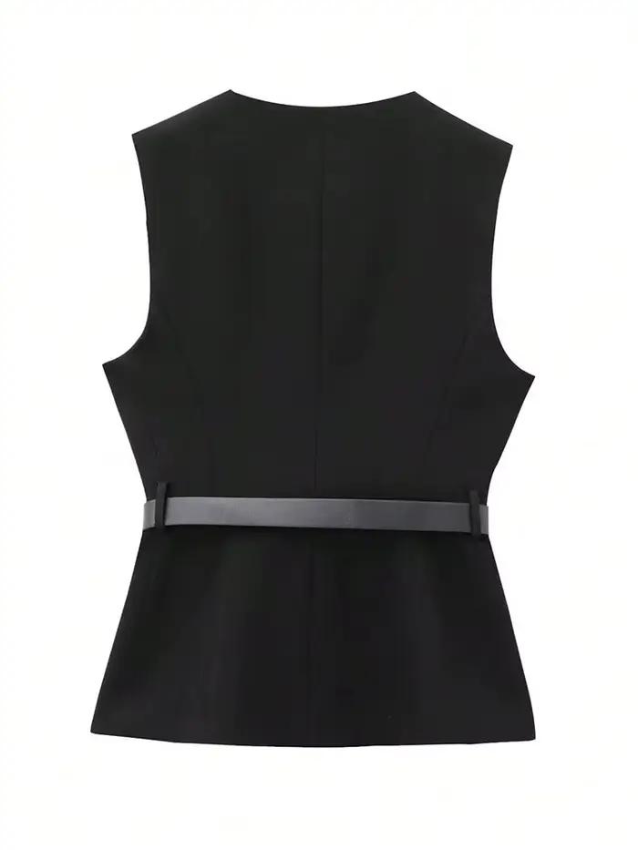 Gilet noir pour femme HH avec ceinture