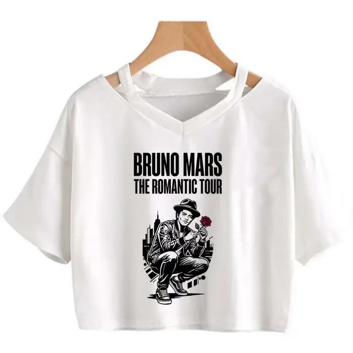 Bruno Mars the Romantic Tour Crop Top Shoujo T-shirt drôle et mignon à la mode coréenne