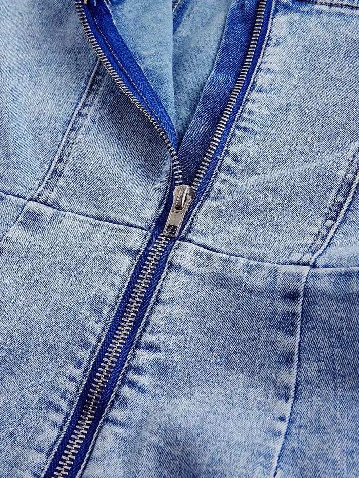 ✨ Robe en jean tube pour femme | Design sans bretelles à effet torsadé