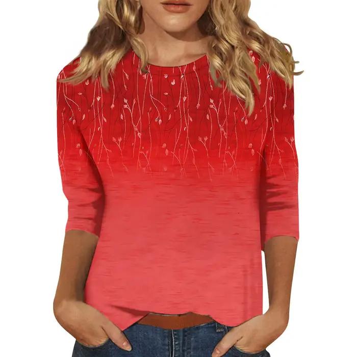 T-shirt à manches trois-quarts imprimé animal de compagnie décontracté pour femmes printemps été 2024 ocassions spéciales