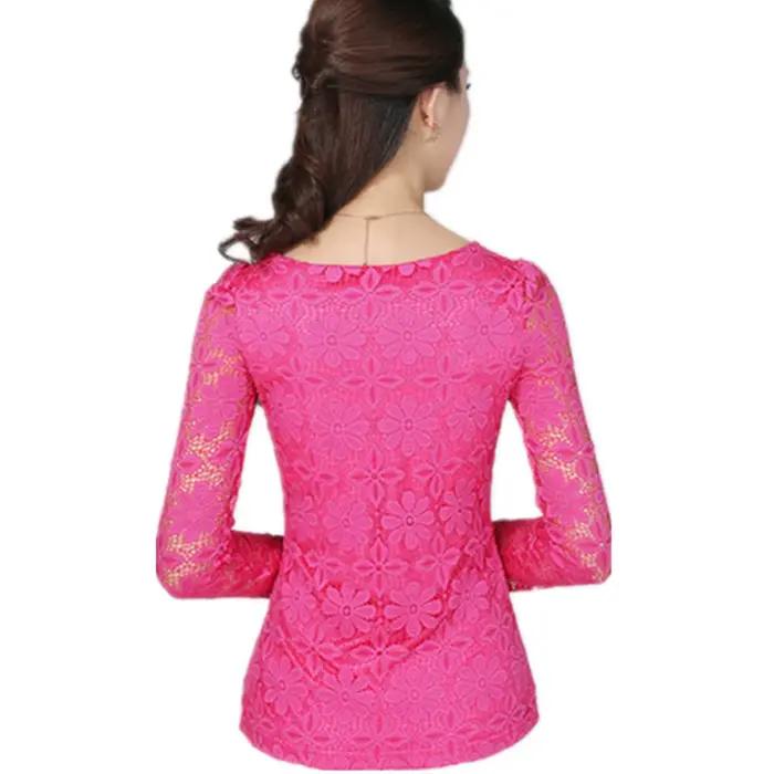 Dames nouvelle mode sexy chemisier mince à manches longues chemise en dentelle