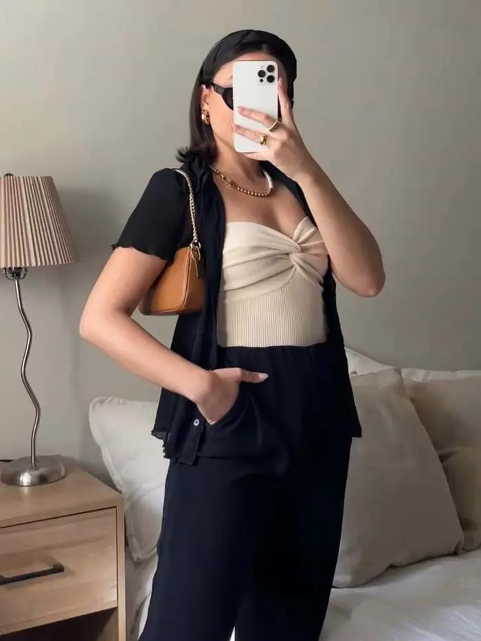 Corset sans bretelles en tube tricoté pour femme
