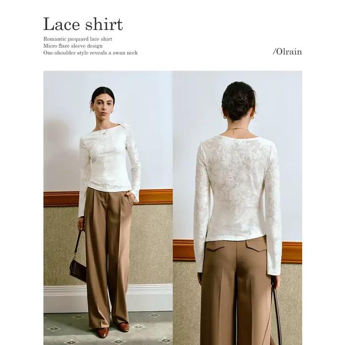Haut et Blouse en Dentelle Jacquard OLrain pour Femme
