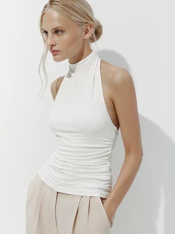 T-shirt sans manches en Fiber de Polyester pour femmes
