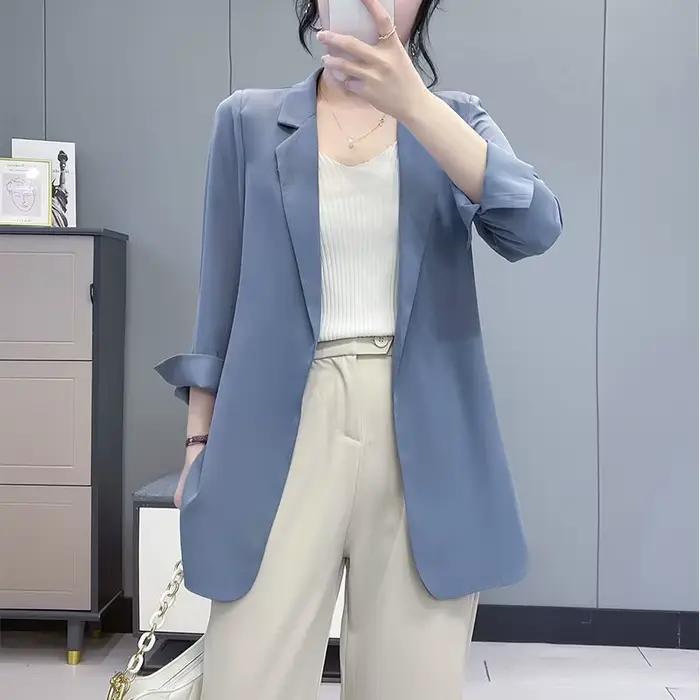 Blazer violet veste pour femmes tenues d'automne coréen longue tendance vêtements décontracté