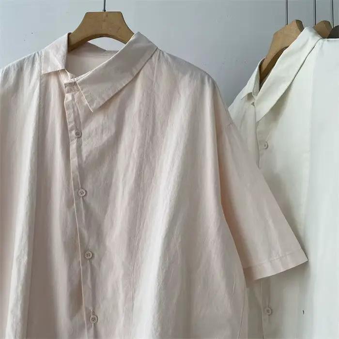 Chemisier vintage uni pour femme 2026, Faldas Mujer De Moda, hauts oversize d'été, chemises et chemisiers irréguliers à simple boutonnage, tendance