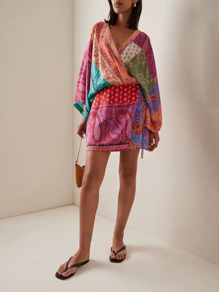 Chemisier Cache-Cœur Bohème Imprimé Paisley Femmes Style Plage Décontracté Été Plage Occasions Spéciales