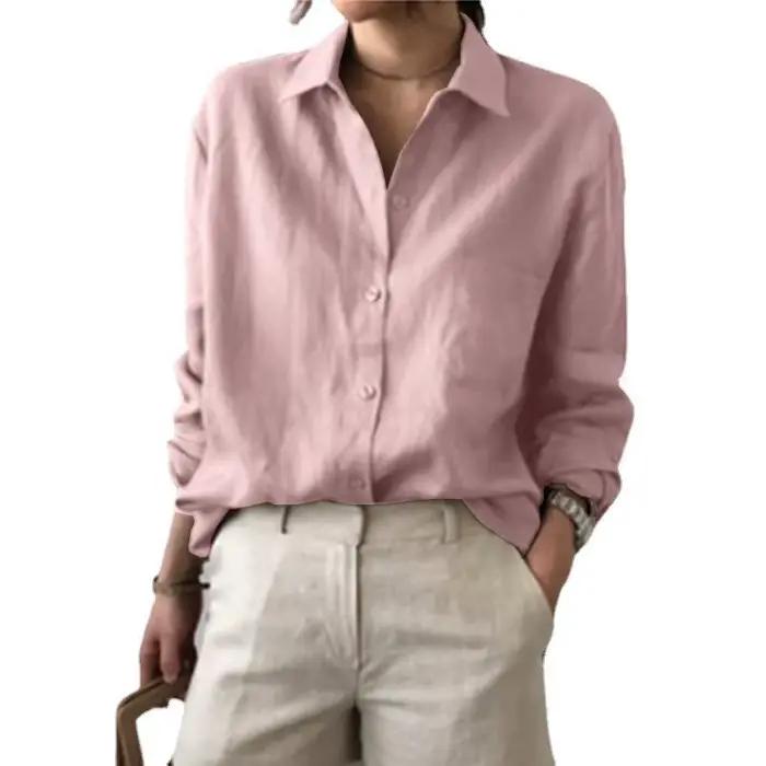 Chemisier femme 2026 décontracté couleur unie rétro printemps automne nouvelle collection haut de gamme élégant unique