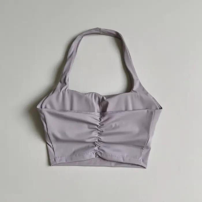 Débardeur de yoga à col halter avec coussinets de poitrine pour femme