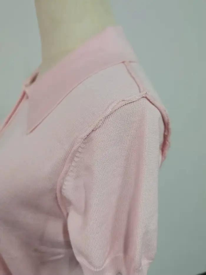 Polo rose tricoté T-shirt haut pour femme chemises à manches courtes 2025 nouvelle chemise printemps été pour femmes vêtements