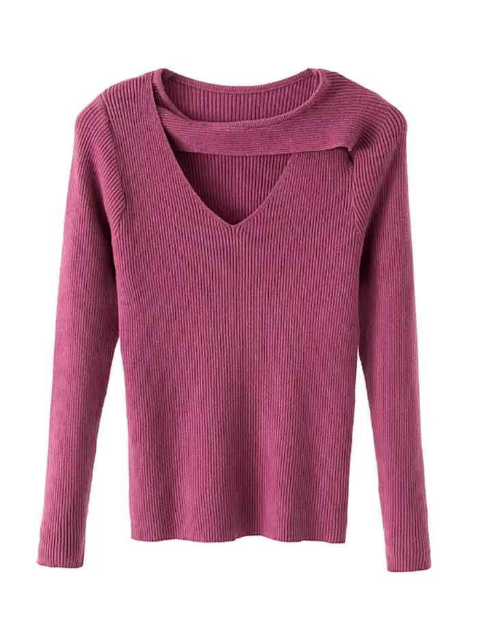 AOSSVIAO Pull en tricot sexy ajouré pour femme
