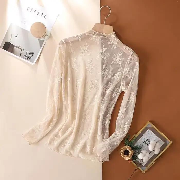 Haut en dentelle transparente pour femme