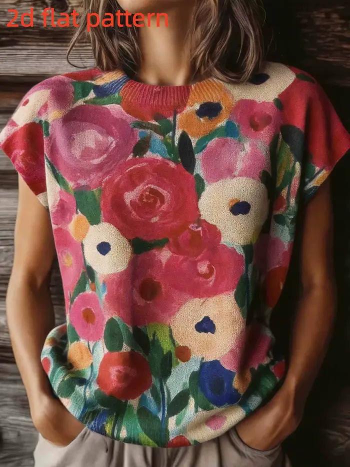 Haut pour femme sans manches à col rond