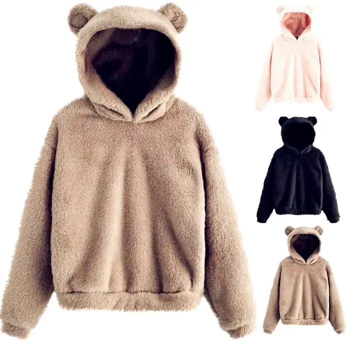 Hiver Pull Pull haut pour femme Boho Cap coupe chaud décontracté à manches longues Pull femme solide à capuche chandails pulls