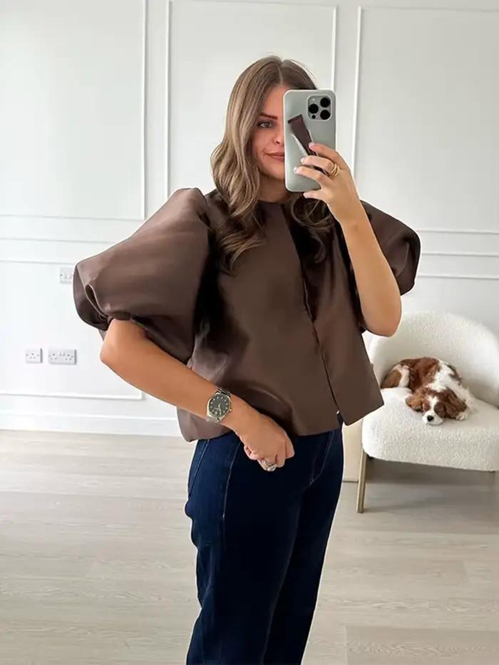Élégante Blouse Femme 2026 à Manches Ballon