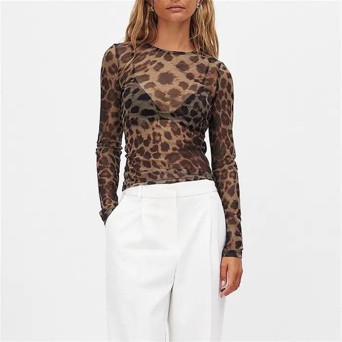 Hirigin – hauts transparents imprimé léopard pour femmes