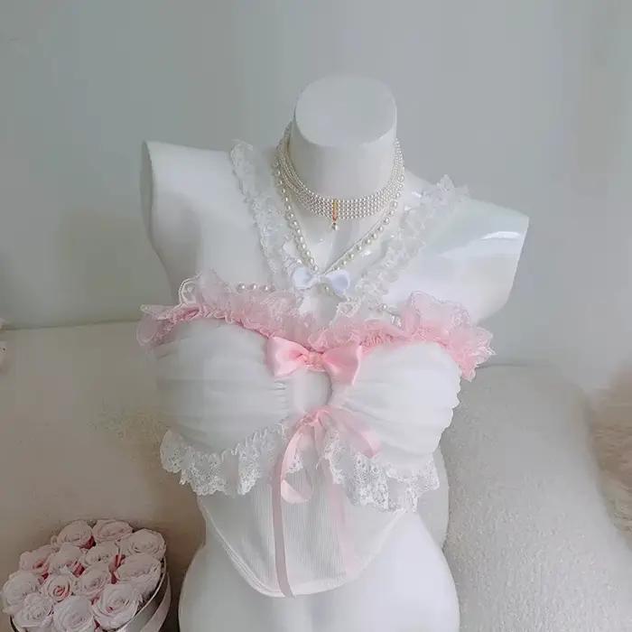 Haut Court Mignon en Dentelle pour Femme et Fille