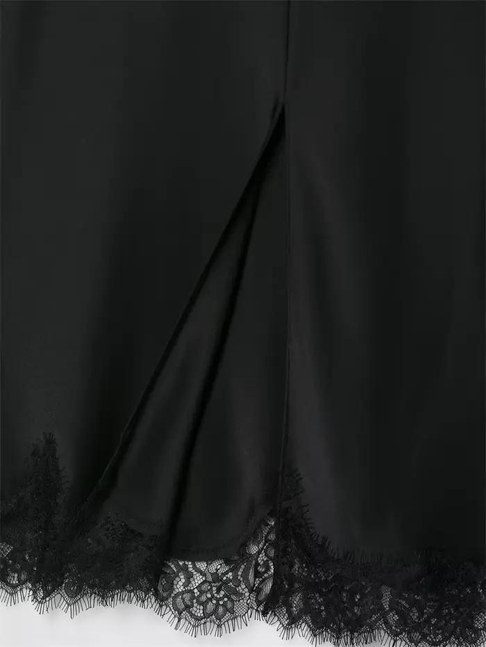 Satin dentelle noir asymétrique hauts femmes Sexy licou dos nu
