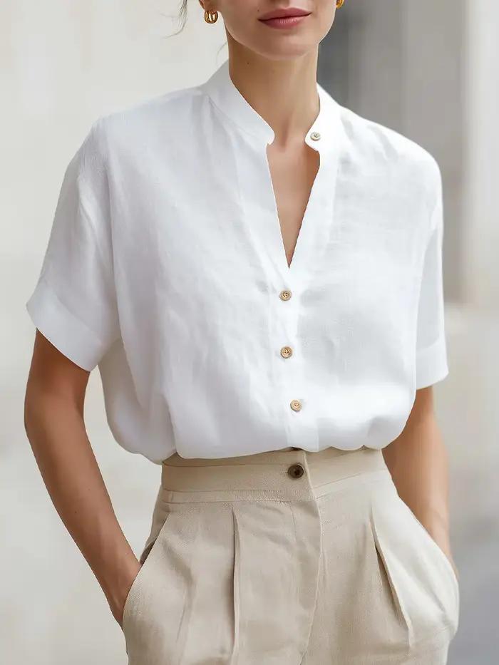 Chemise à manches courtes boutonnée pour femme