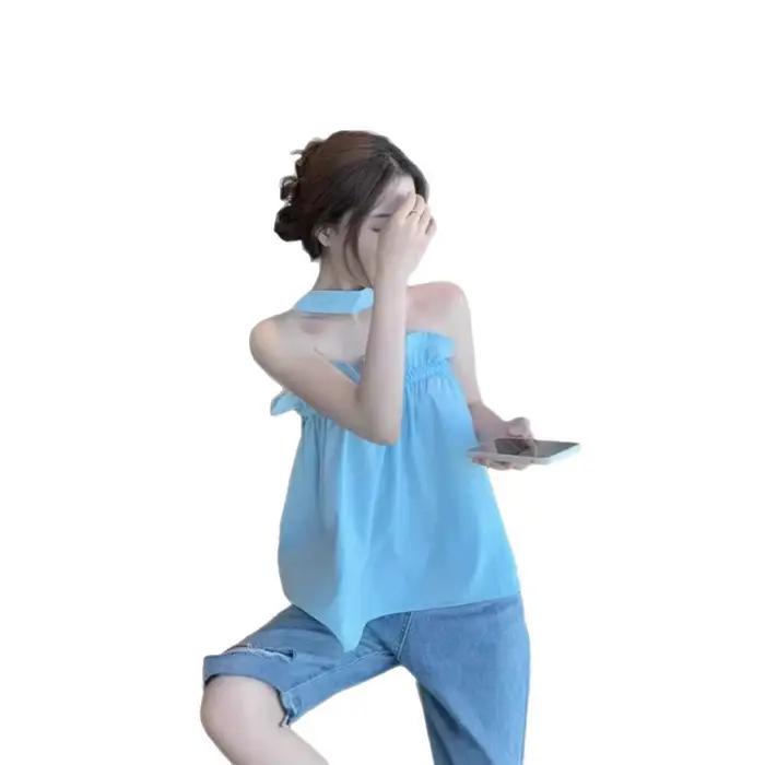Débardeur asymétrique en polyester léger pour femme, design moderne et confortable, pour les activités sportives et les sorties quotidiennes