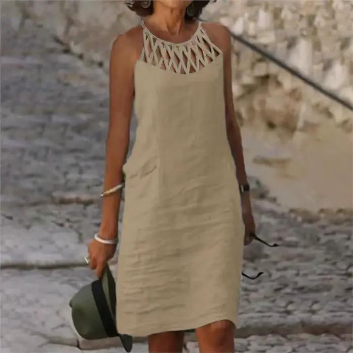 Robe Vintage en coton et lin pour femmes