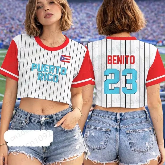 Crop top en jersey Porto Rico style Y2K décontracté pour femmes occasions spéciales été printemps