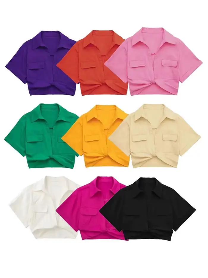 Chemisier smocké court Style Safari pour femmes
