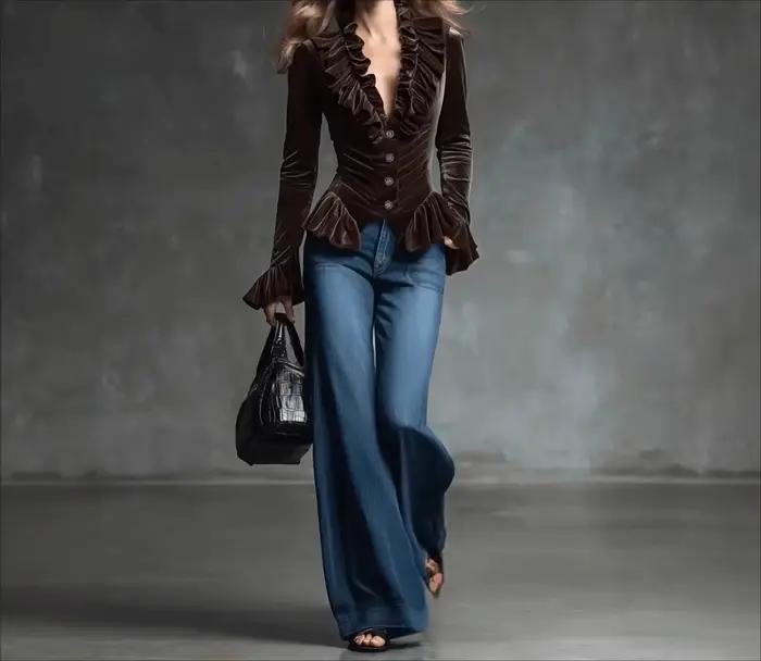 Haut marron rétro pour femme 2026 – Tenue ajustée tendance pour femme
