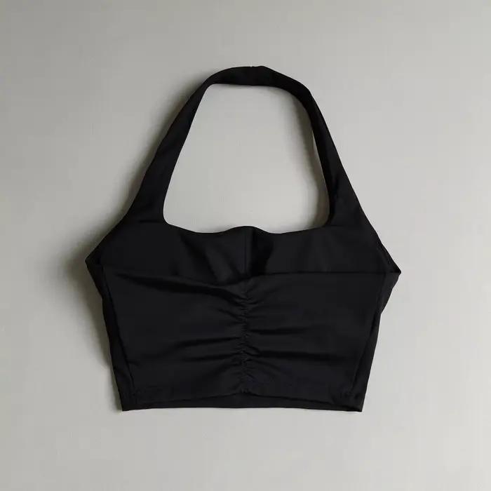 Débardeur de yoga à col halter avec coussinets de poitrine pour femme