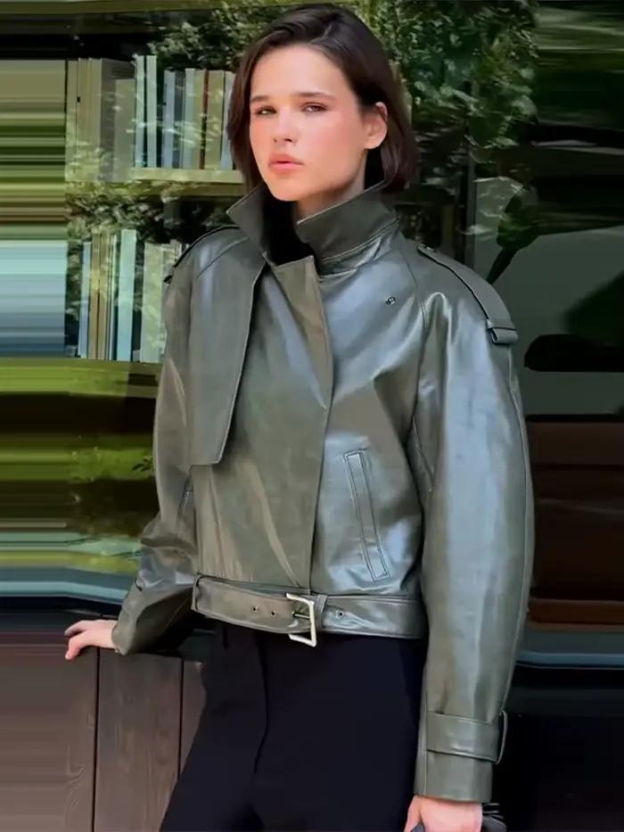 Veste courte en Faux cuir pour femmes