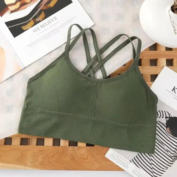 Hauts sexy pour femmes, débardeur à bretelles croisées au dos, soutien-gorge de sport push-up respirant et doux, soutien-gorge de yoga uni pour le fitness et la beauté