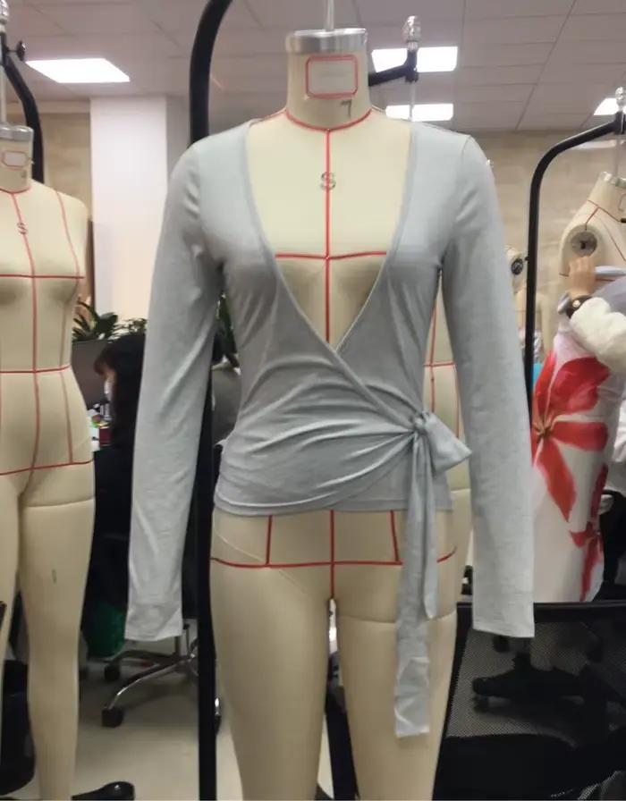 Femmes Yoga Wrap cravate hauts Y2k solide à manches longues coupe ajustée culture