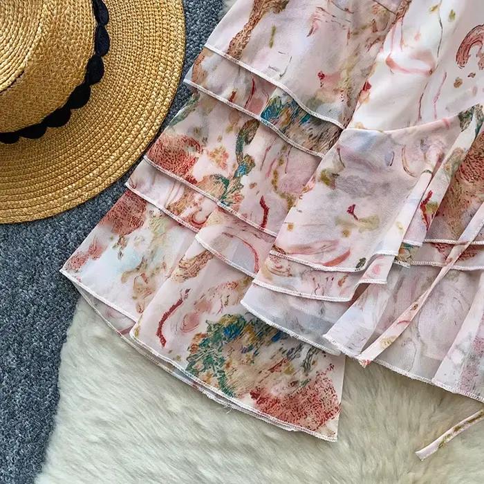 Haut à imprimé floral avec nœud papillon, chemisier d'été élégant pour femmes, idéal pour les soirées et les journées de plage