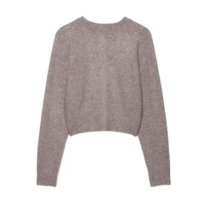 Cardigan tricoté kaki pour femme
