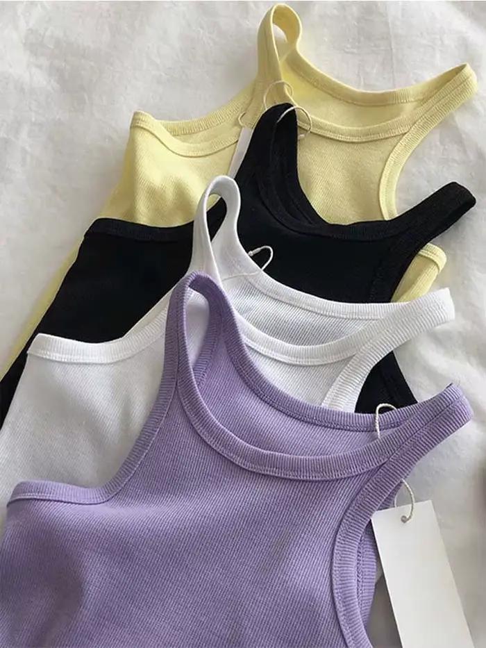 Débardeur sexy et moderne pour femmes, coton polyester, tricoté, élégant pour soirées et sorties, été 2025