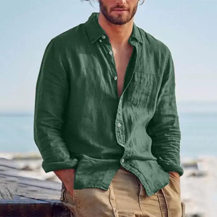 2025 nouveaux hommes rétro hauts chemises pour homme chemise couleur unie col décontracté Cardigan mode polyvalent haut