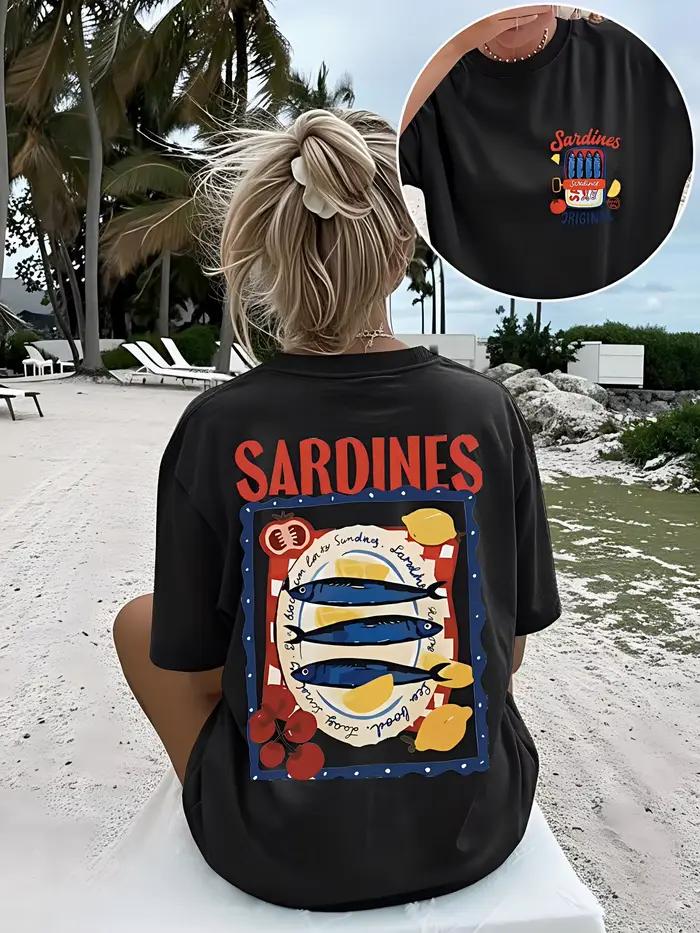 T-shirt graphique Sardines d'été italiennes pour femme