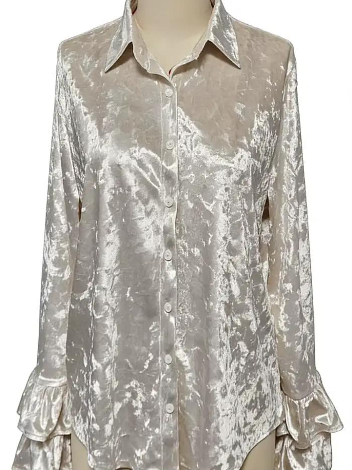 Chemisier Vintage en Velours Style Boho Chic Imprimé Floral et Léopard Pour Femmes Rendez-vous et Festivals