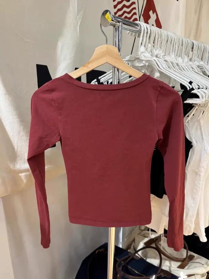 T-shirts à manches longues bordeaux pour femme
