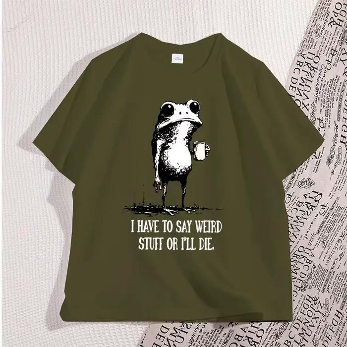 Drôle grenouille bizarre café t-shirt coton à manches courtes
