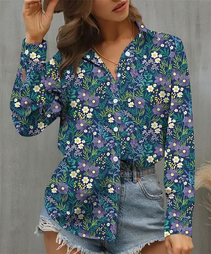 Élégant lâche Blouse femme vacances décontracté