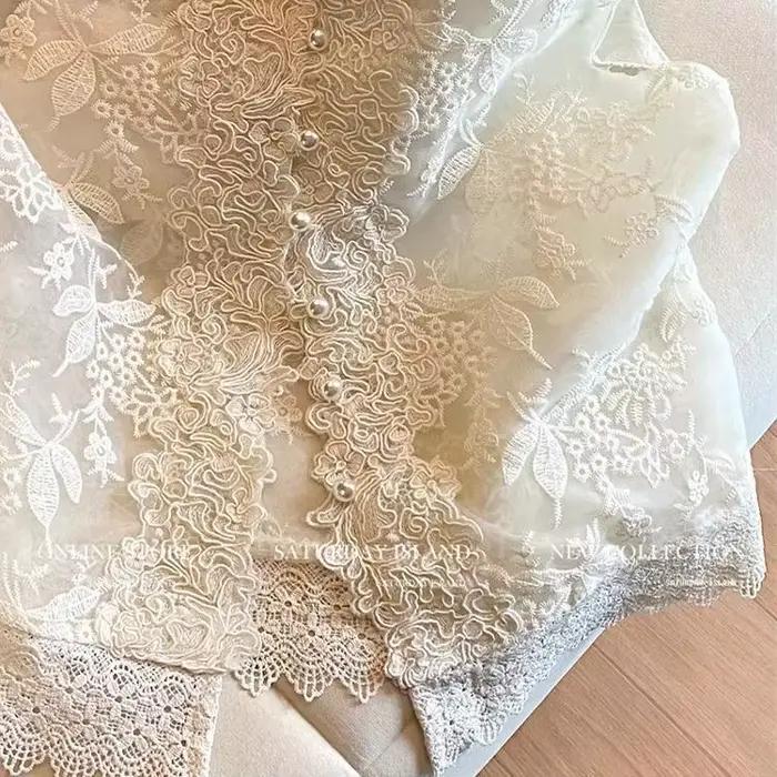 Xgoth été nouveau Style chinois imprimé gilet femmes vêtements broderie dentelle manteau court rétro mince couches sans