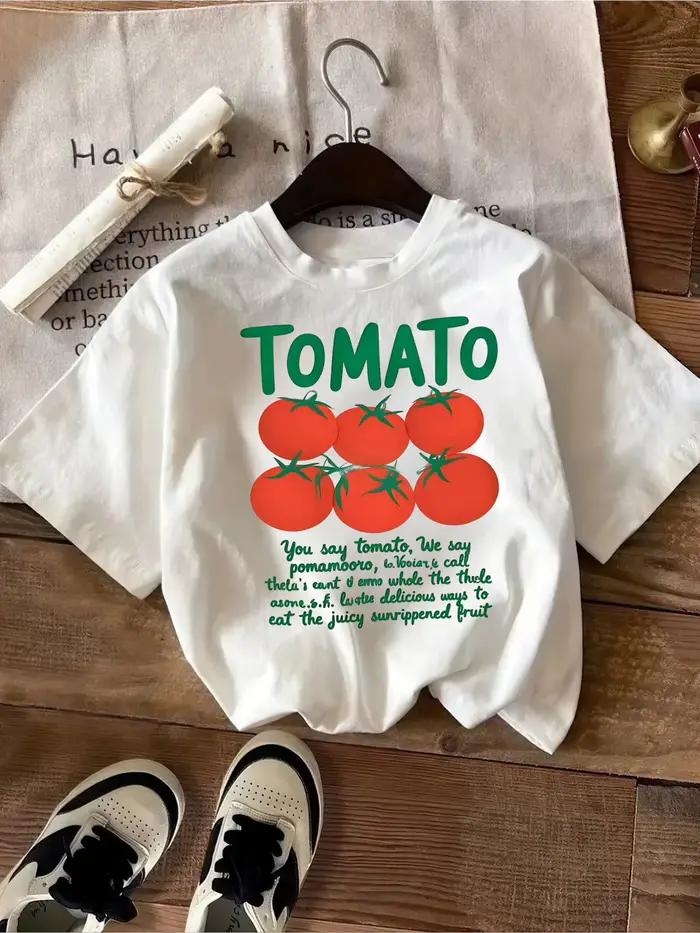 T-shirt graphique amusant avec motif de tomates