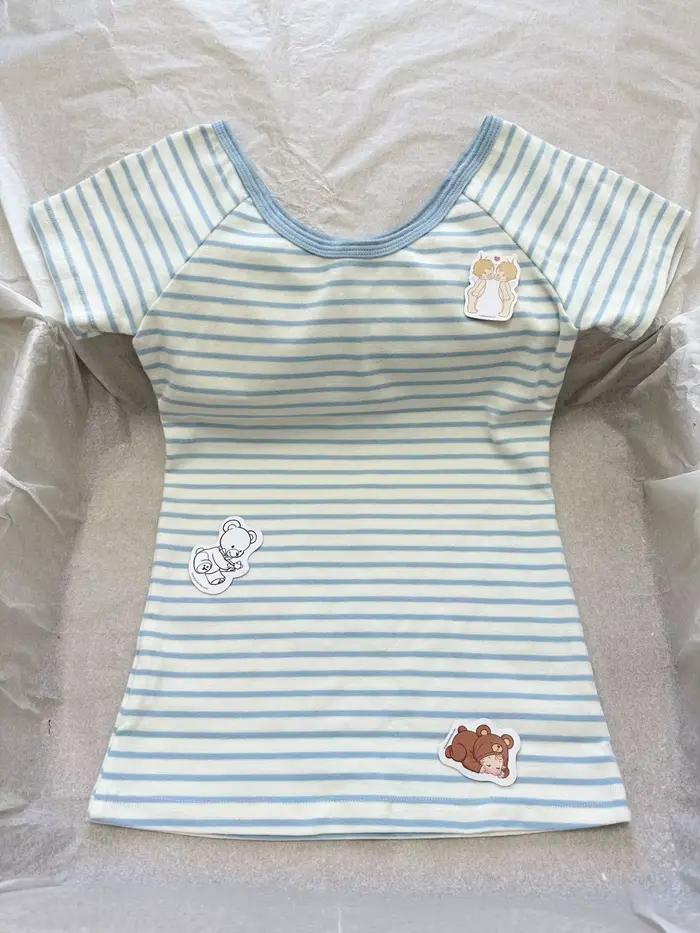 Nouveaux T-shirts slim rayés bleus pour femme