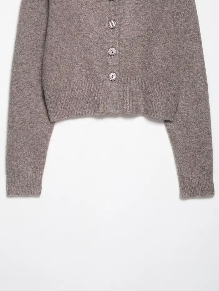 Cardigan tricoté kaki pour femme