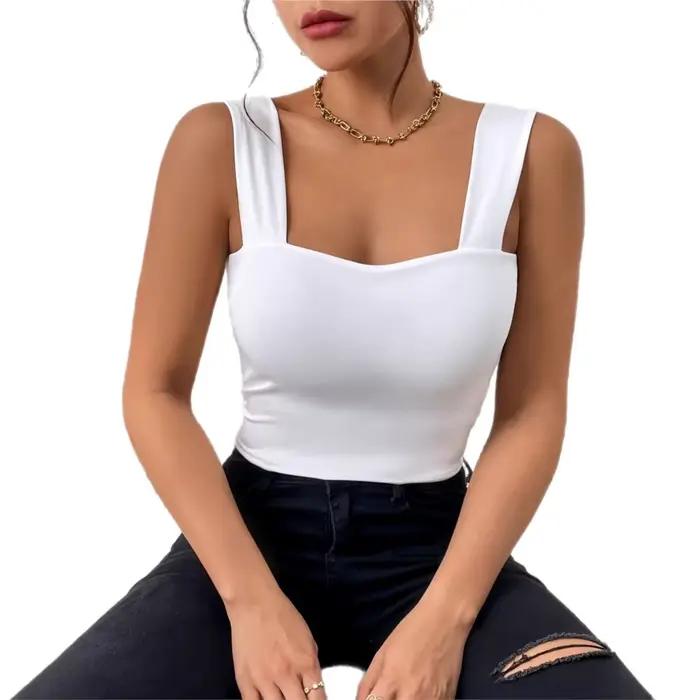 Haut à bretelles larges en soie de lait pour femme
