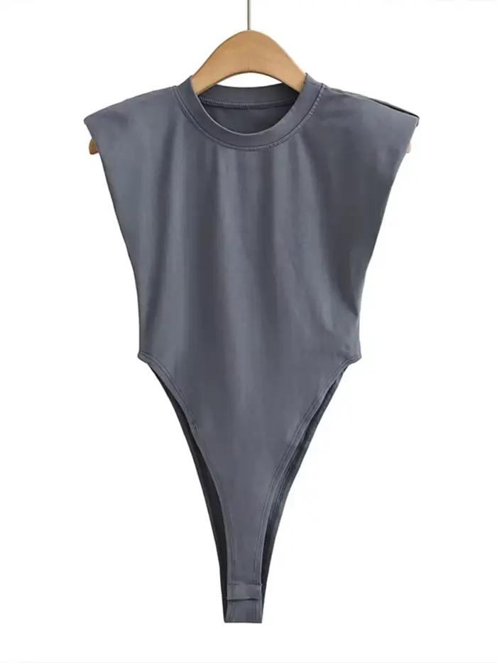 Hauts Sexy femmes été une pièce moulante Body rembourré épaule