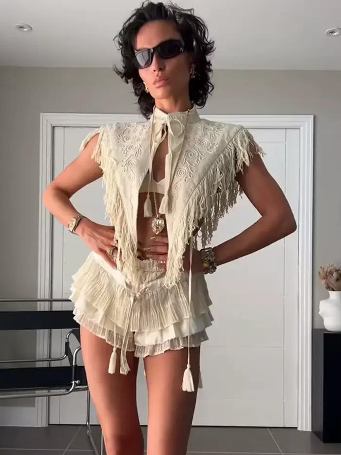 Nouveau Haut Court Sans Manches de Luxe pour Femme
