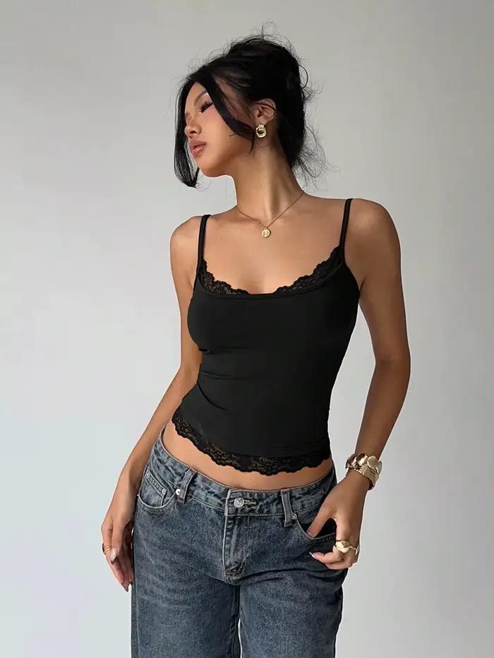Débardeur court sexy pour femme avec dentelle